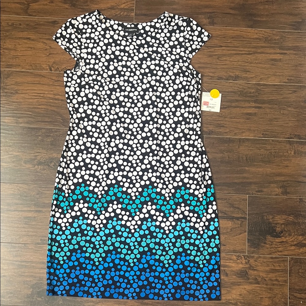 Liz Claiborne Black and Blue Patterned Mini Dress